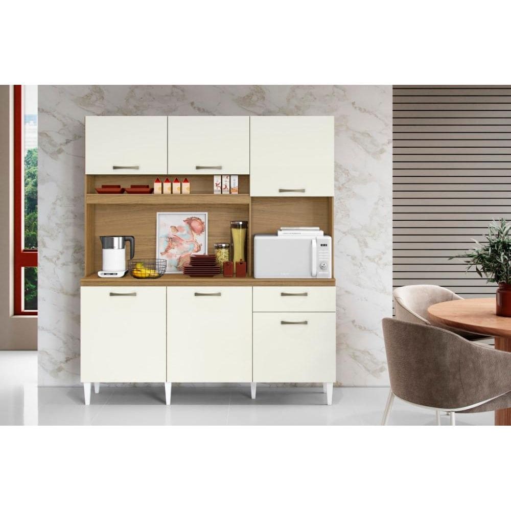 Cozinha Compacta 6 Portas 1 Gaveta Siena Atacama Off White - Aramóveis