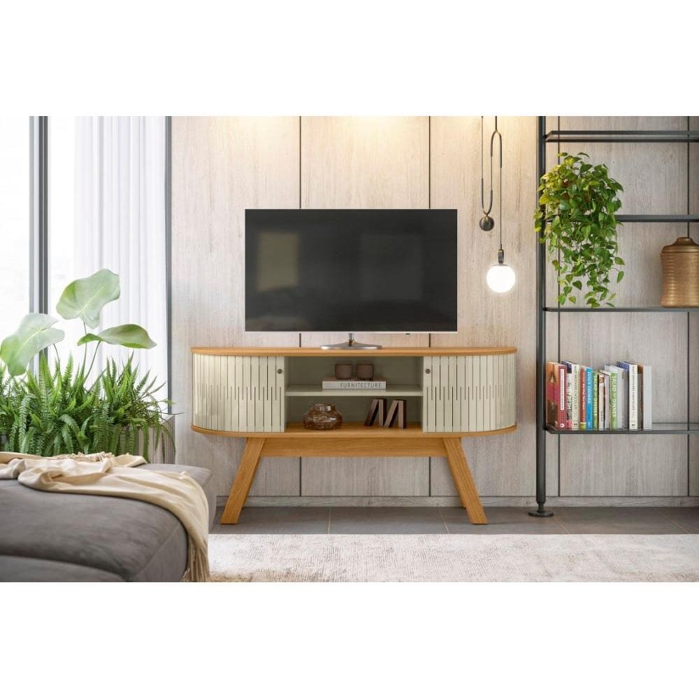 Rack Atlanta Ripado para TV até 55 polegadas - Cumaru / Opala - Madetec
