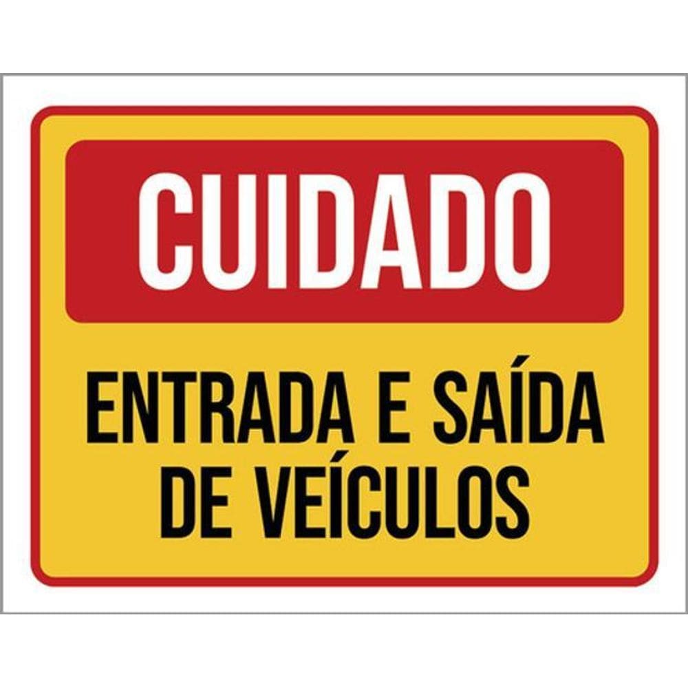 Kit 10 Placas Cuidado Entrada E Saída De Veículos Vermelha