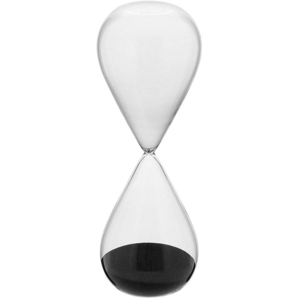 Ampulheta Areia Preta Vidro Decorativa 29x10x10cm Transparente