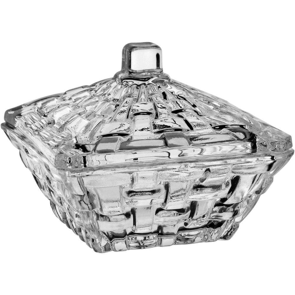 Potiche Quadrado Home&co Com Tampa Vidro 5x7x7cm Transparente Baleiro