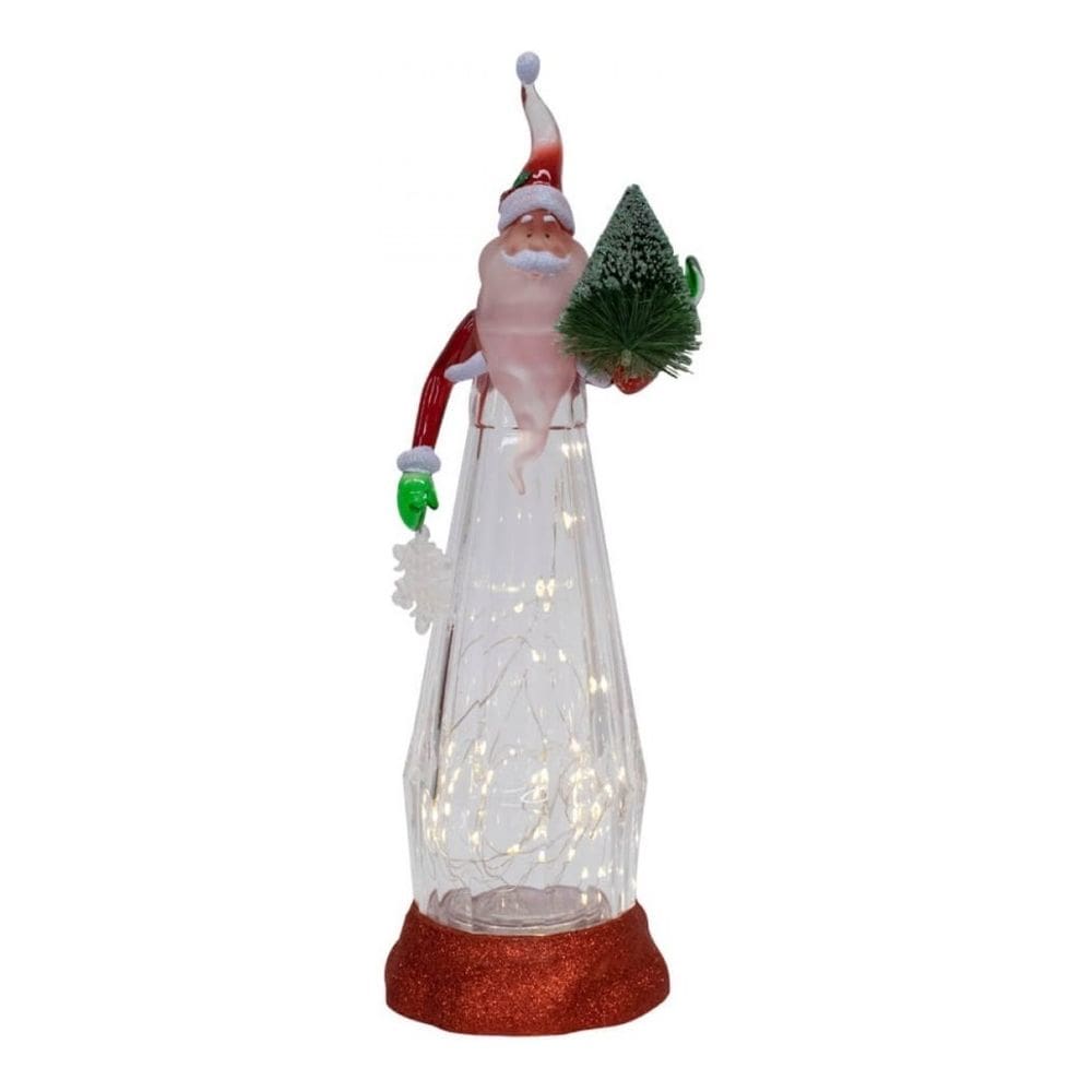 Luminária Enfeite Natalino Arvore Natal Papai Noel - 35cm