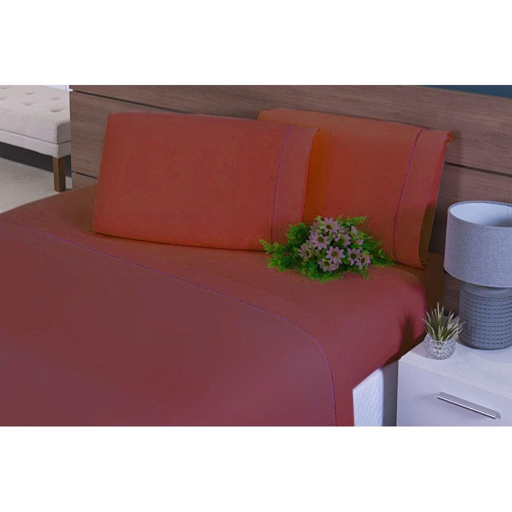 Lençol Casal 3 Peças C/Elástico Percal 100% Algodão 200 Fios