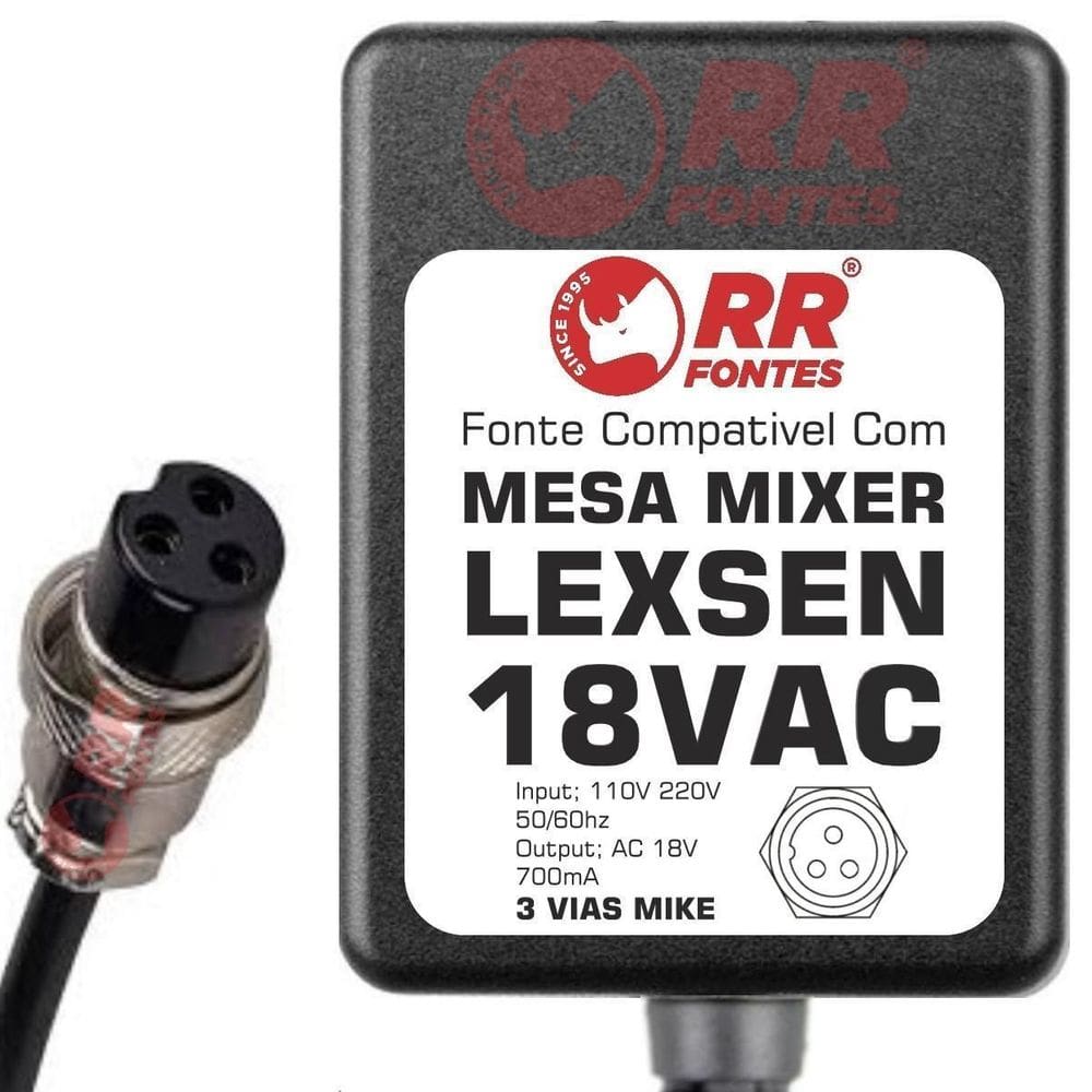 Fonte Ac 18V Para Mesa Mixer Lexsen Pm-6 Pm-8 Pm-12Es Pm-16