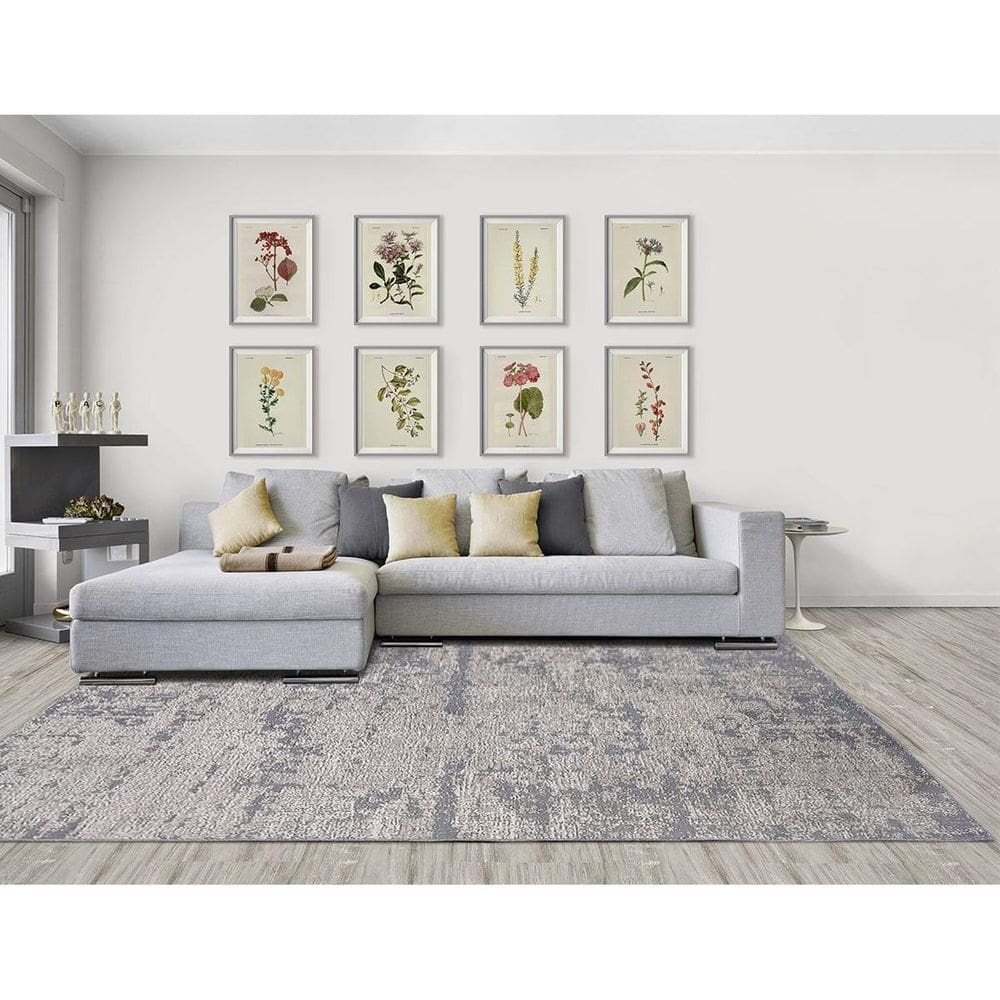 Tapete Sala Sem Pelo Abstrato Cinza 200X300 Antiderrapante