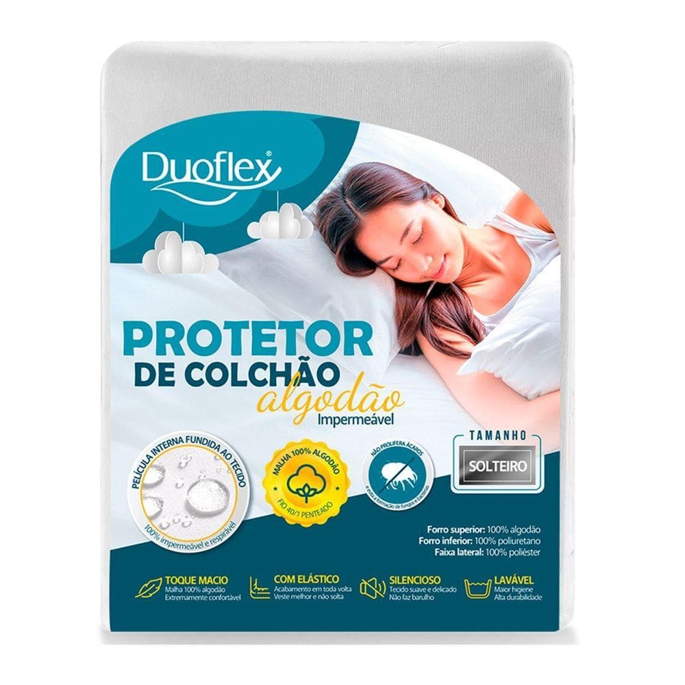 Capa Protetor De Colchão Solteiro Duoflex Malha Impermeável