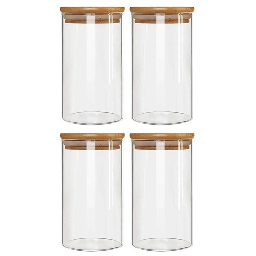 Kit 4 Potes Borossilicato Hermético Tampa Bambu 800Ml Class