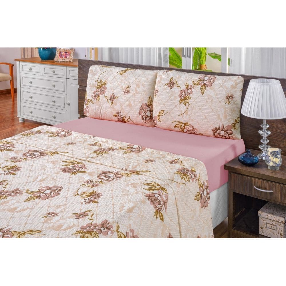 Jogo Cama Casal Super King Quality 04 Pecas 100% Algodao