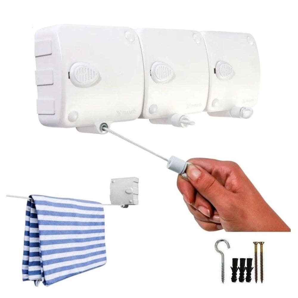 Kit 3 Varal Expansível Retrátil Automático 6 Metros Modular