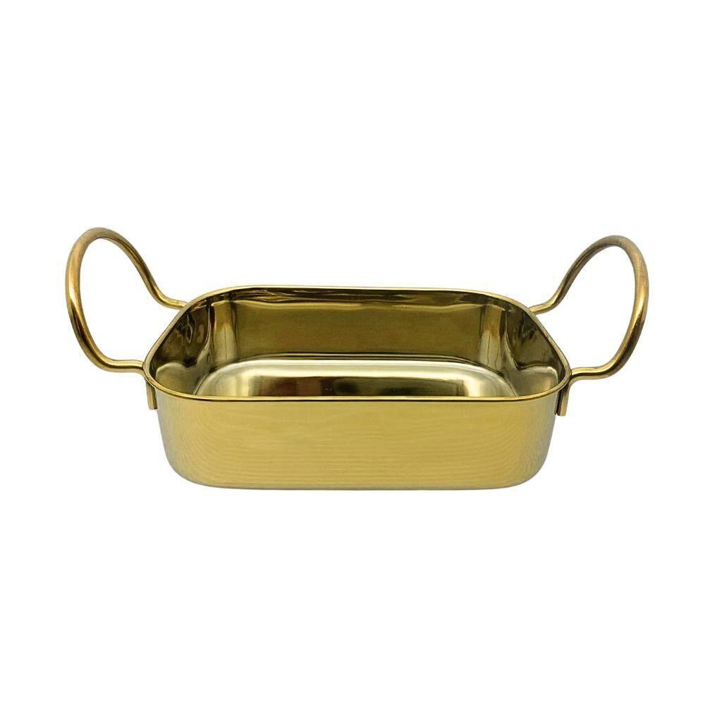 Mini Travessa Para Servir Inox Dourado Fineza
