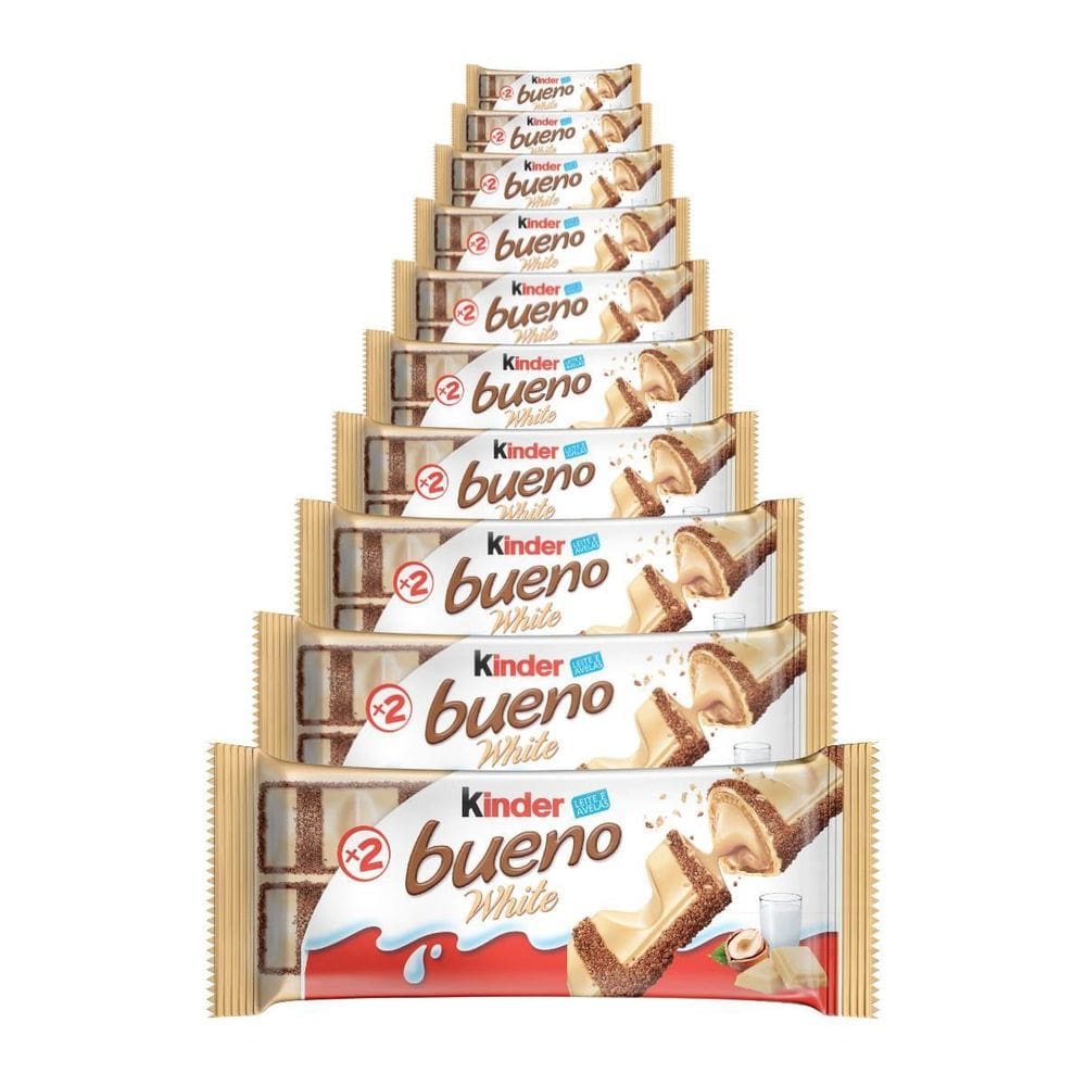 Chocolate, 10 Pacotes De 39G Kinder Bueno White