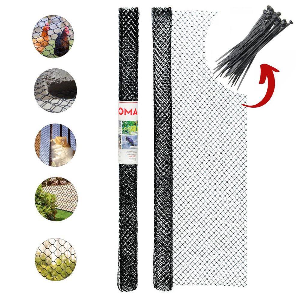 Tela Plástica Roma 13mmx10m + Abraçadeiras - Preto