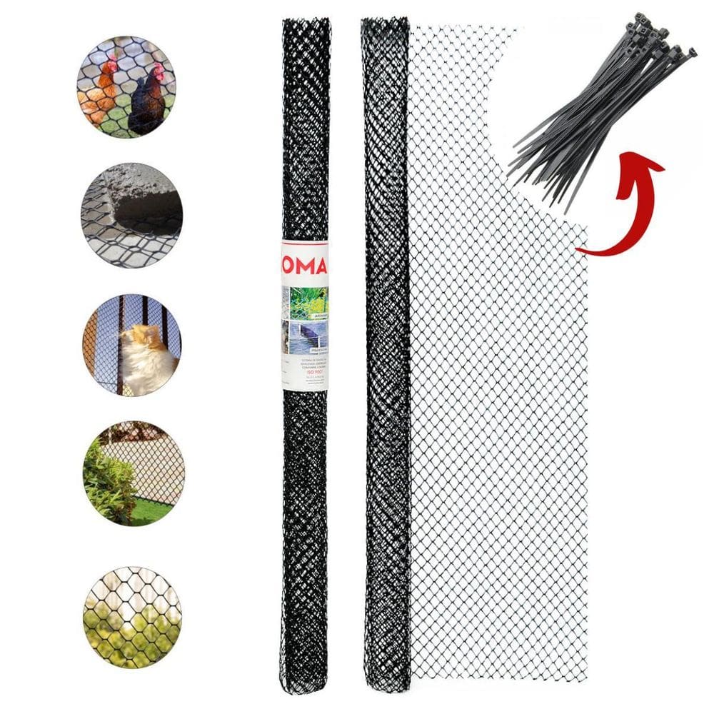 Tela Plástica Roma 13mmx10m + Abraçadeiras - Preto