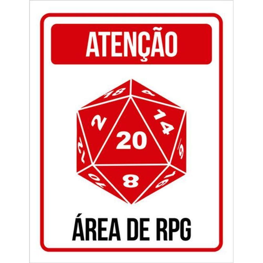 Kit 5 Placas Decorativa Dado D20 Atenção Área De Rpg 36X46