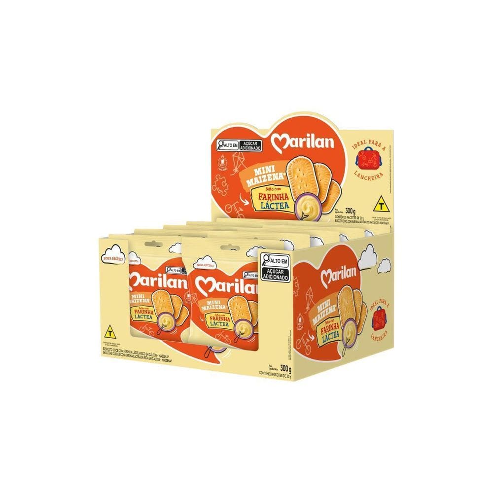 Biscoito Mini Maizena Marilan Sachê 30G Display 10 Unidades