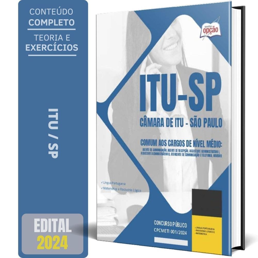 Apostila Câmara Itu Sp 2024 - Comum Aos Cargos Nível Médio