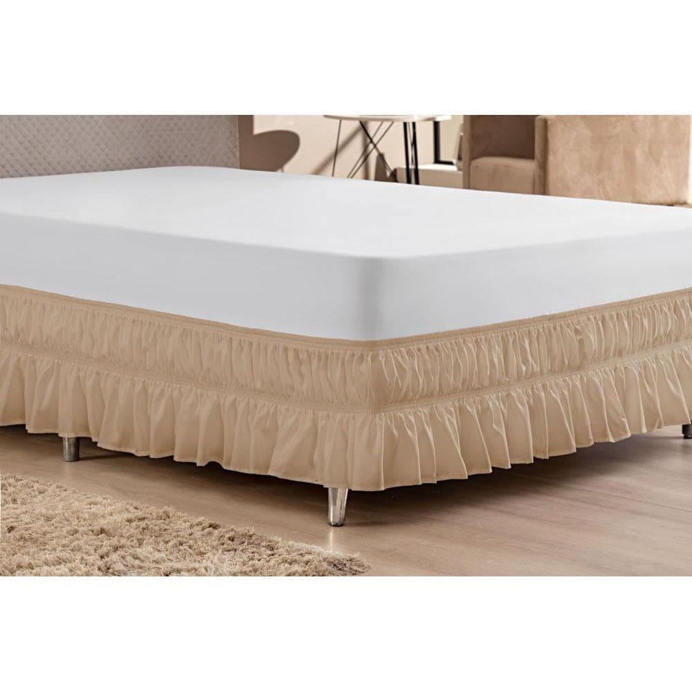 Saia Pra Cama Box Casal Queen Duplo Elástico - Avelã