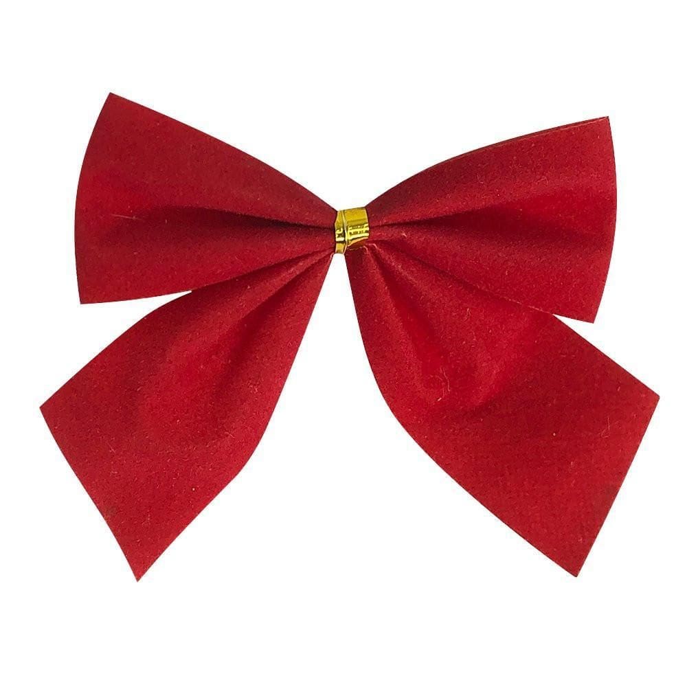 Conjunto 12 Laços Lacinho Veludo Natal Vermelho 5x7cm