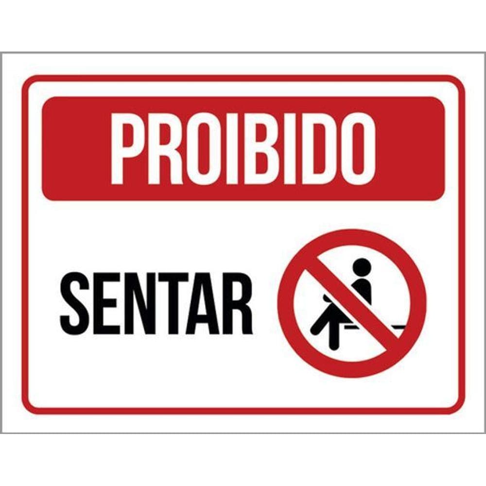 Kit 3 Placas De Sinalização - Proibido Sentar