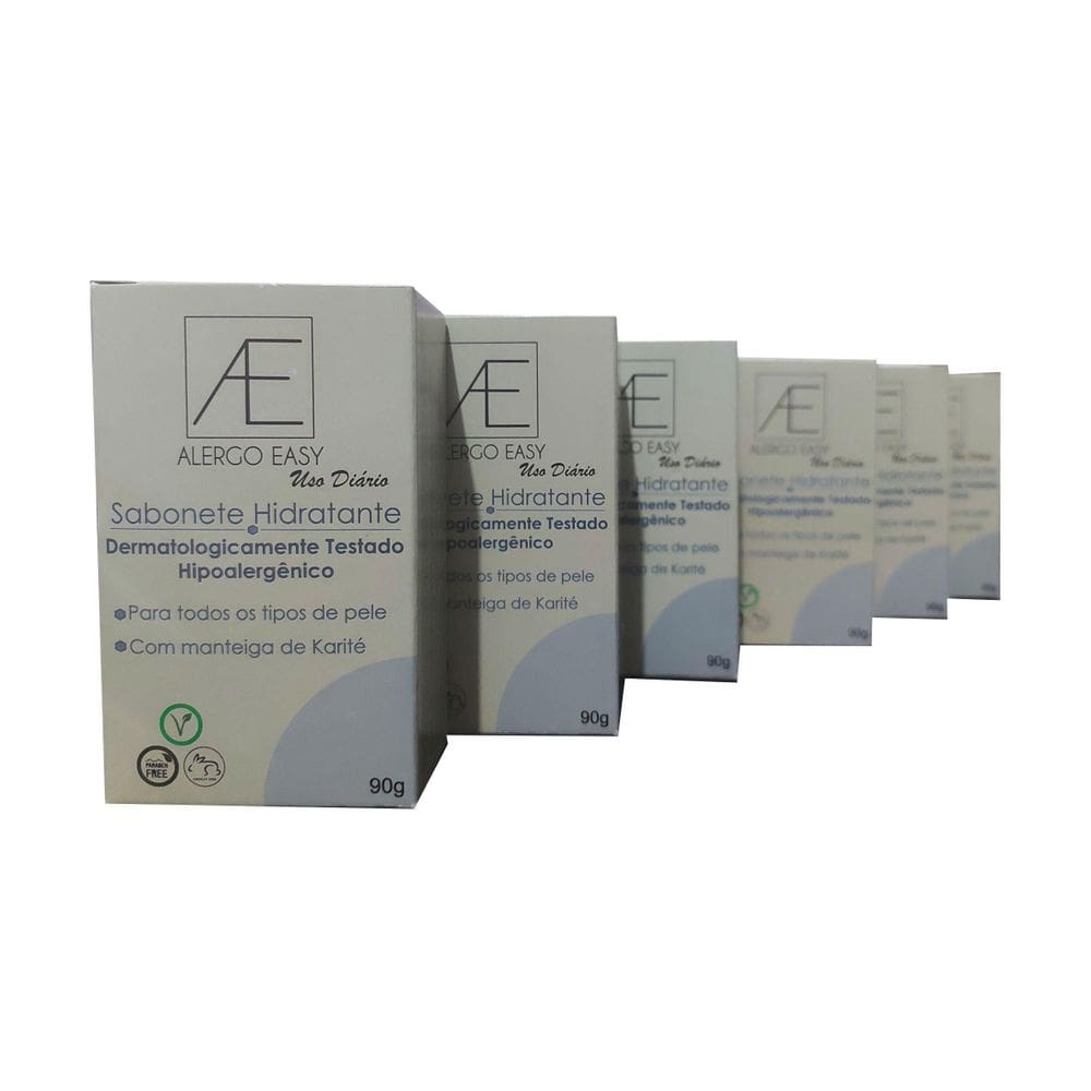 Kit 6 Sabonete Hipoalergênico Bar Hidratante Alergo Easy 90G