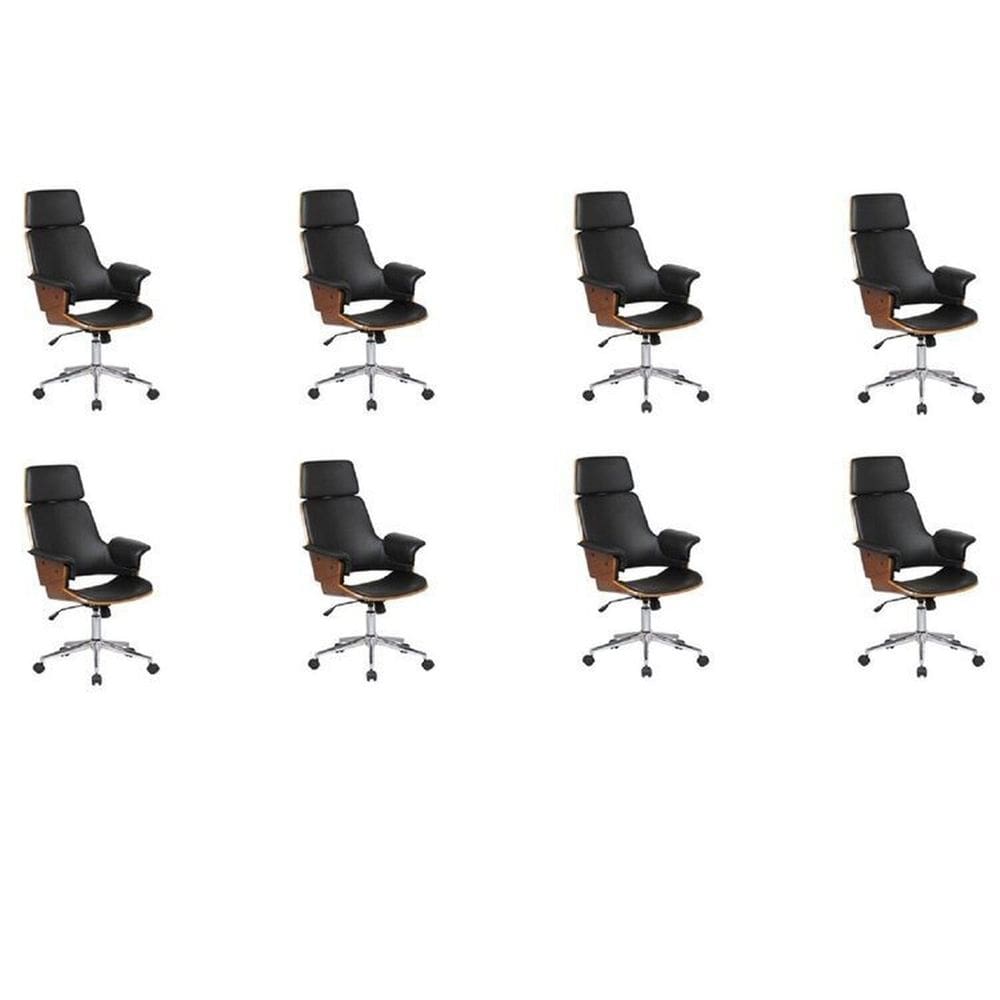 Kit 8 Cadeiras de Escritório Presidente Giratória Coimbra Pu Preto