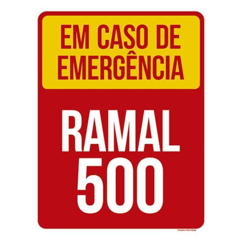 Kit 5 Placas Em Caso Emergência Ramal 500 Vermelha