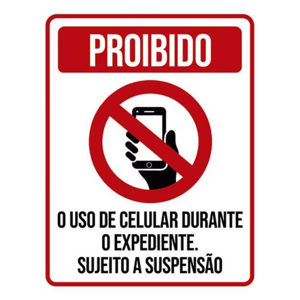 Kit 5 Placas Proibido Uso Celular Durante Expediente