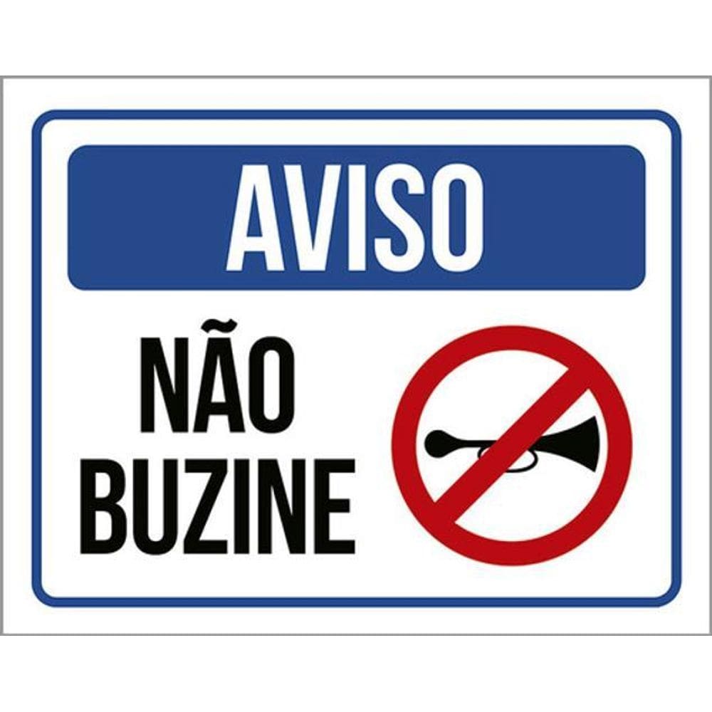 Kit 3 Placas Sinalização - Aviso Não Buzine Proibido Ícone