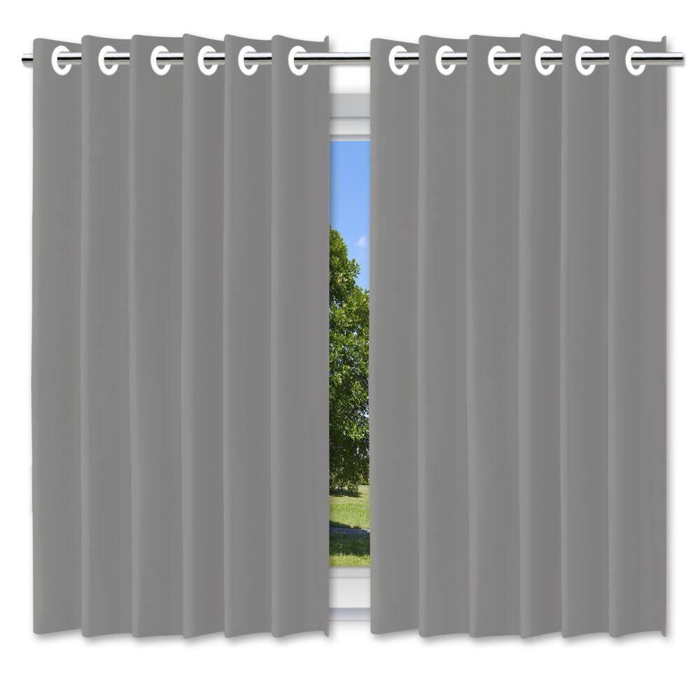 Cortina Blackout Forro 2 Em 1 Voil Cinza Ilhos - 280X180Cm
