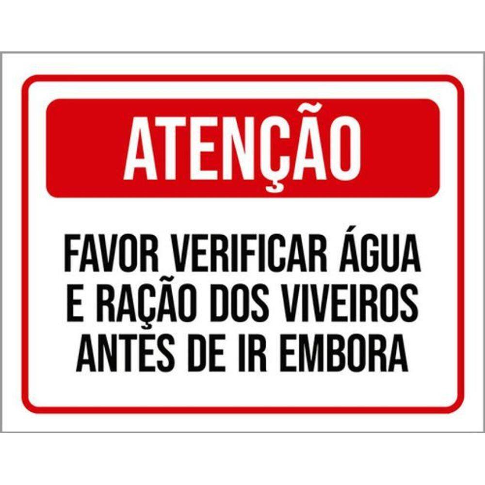 Kit 10 Placas Atenção Favor Verificar Água Ração Viveiros