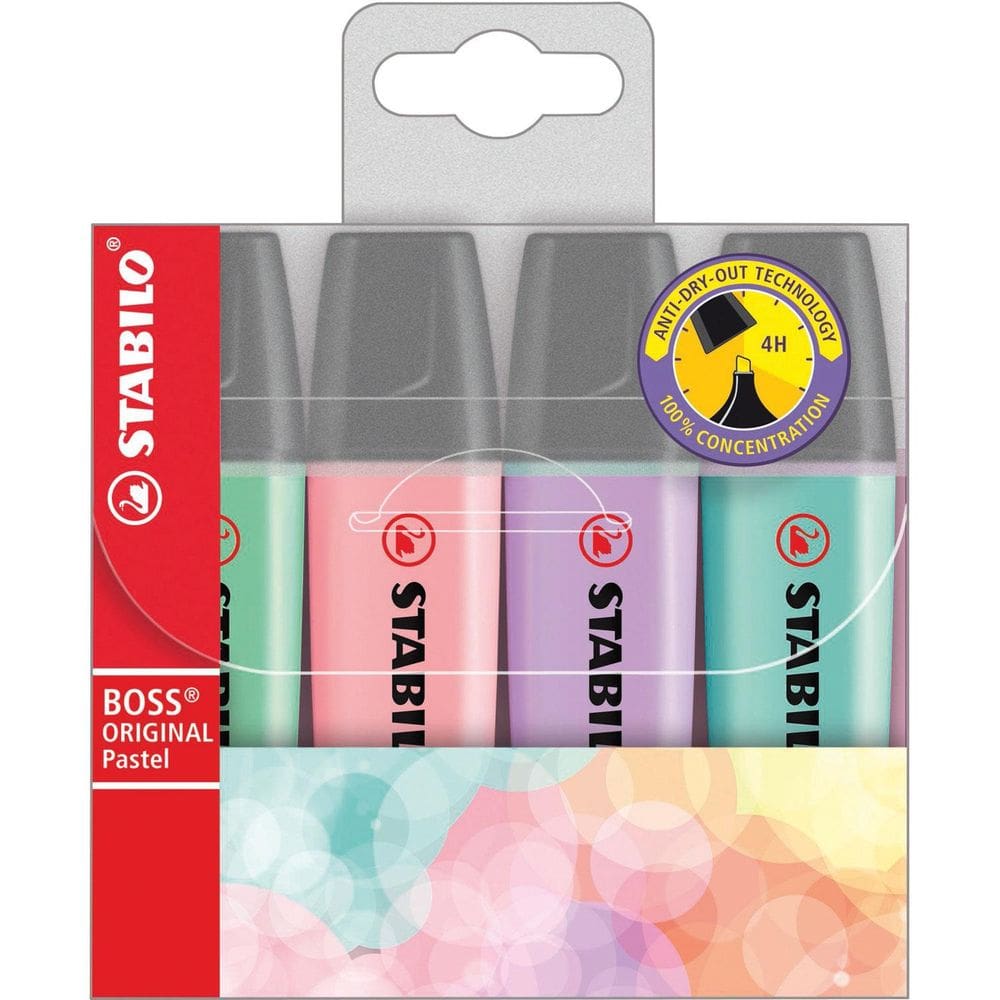 Caneta Marca Texto Stabilo Boss 04 Cores Pasteis Sertic