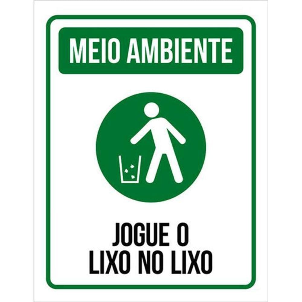 Kit 3 Placas Meio Ambiente Jogue Lixo No Lixo