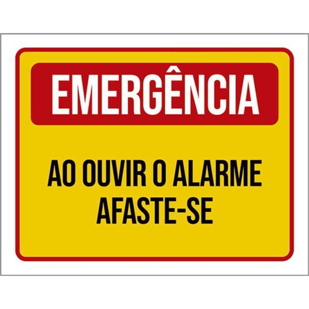 Kit 5 Placas Emergência Ao Ouvir Alarme Afaste-Se