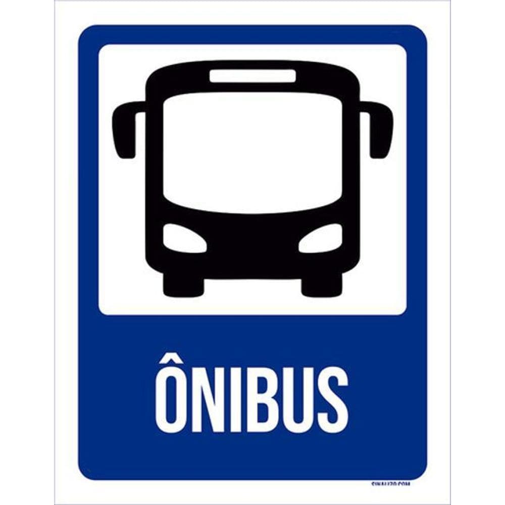 Kit 10 Placas Ônibus Desenho Azul