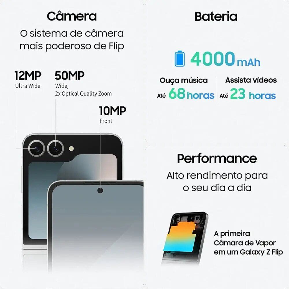 Smartphone Samsung Galaxy Z Flip6 256GB Cinza | Extra