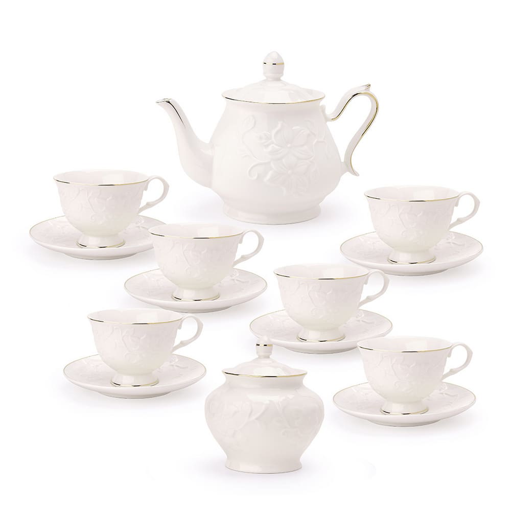 Conjunto Para Chá Em Porcelana Scarlet Branco Com 14 Peças L`Hermitage