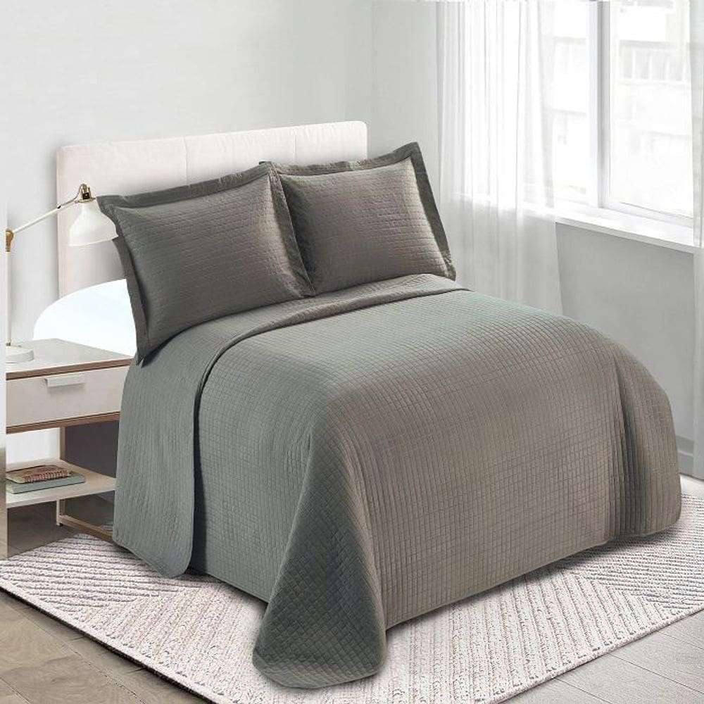 Kit Colcha Casal Loft 220X240Cm 3 Peças Marrom 18-1110