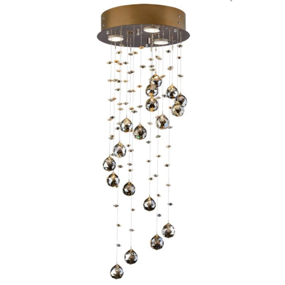 Plafon 3 Luzes Gu10 Inox 30cm Crystal Spiral Csf743003pf Bronzearte Fume
