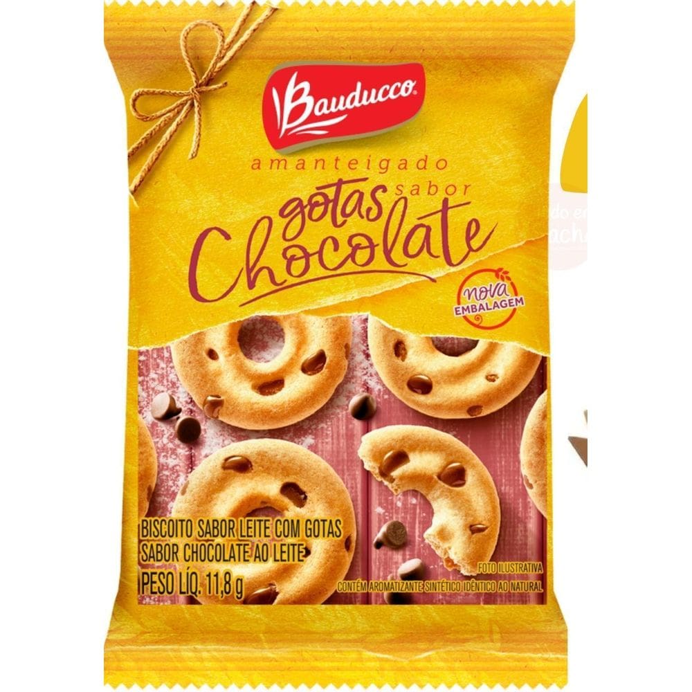 Biscoito Bauducco 11,8G Amanteigado Sabor Gotas 100 Unidades