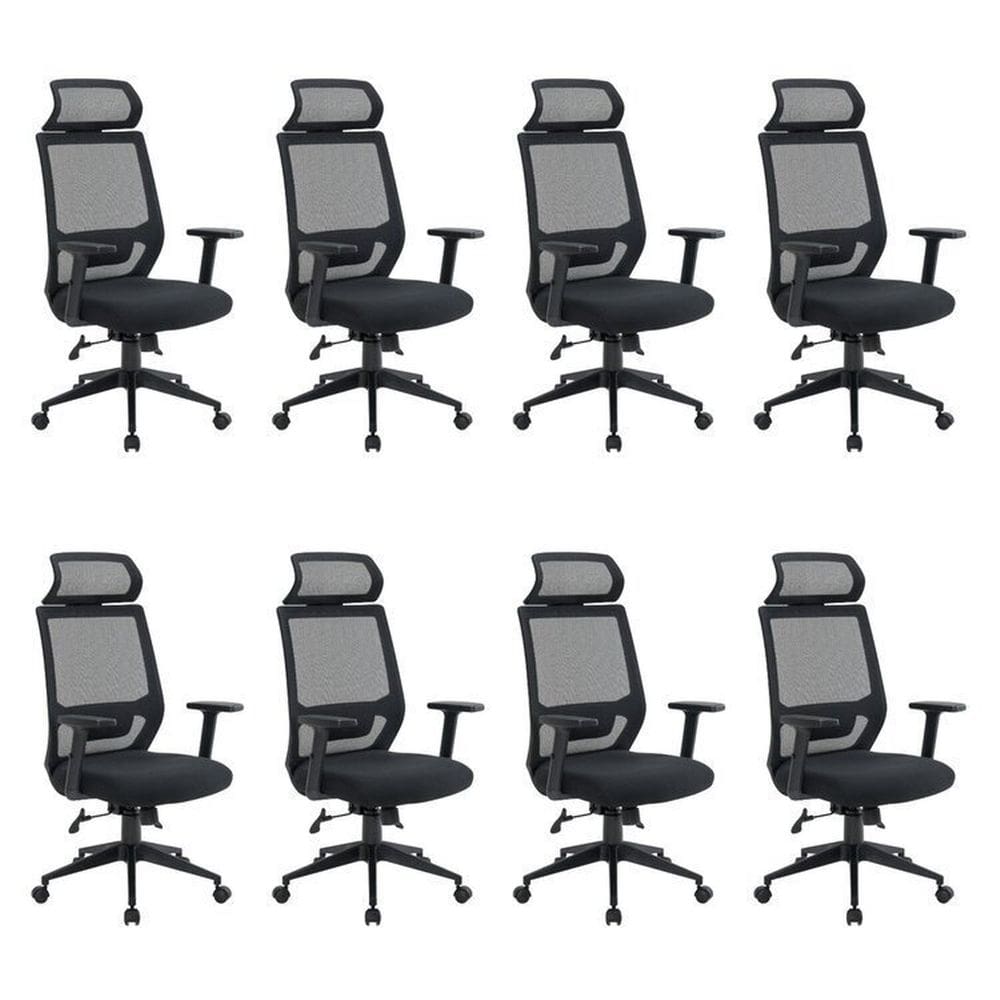 Kit 8 Cadeiras para Escritório Genebra Presidente com Nr17 Preto