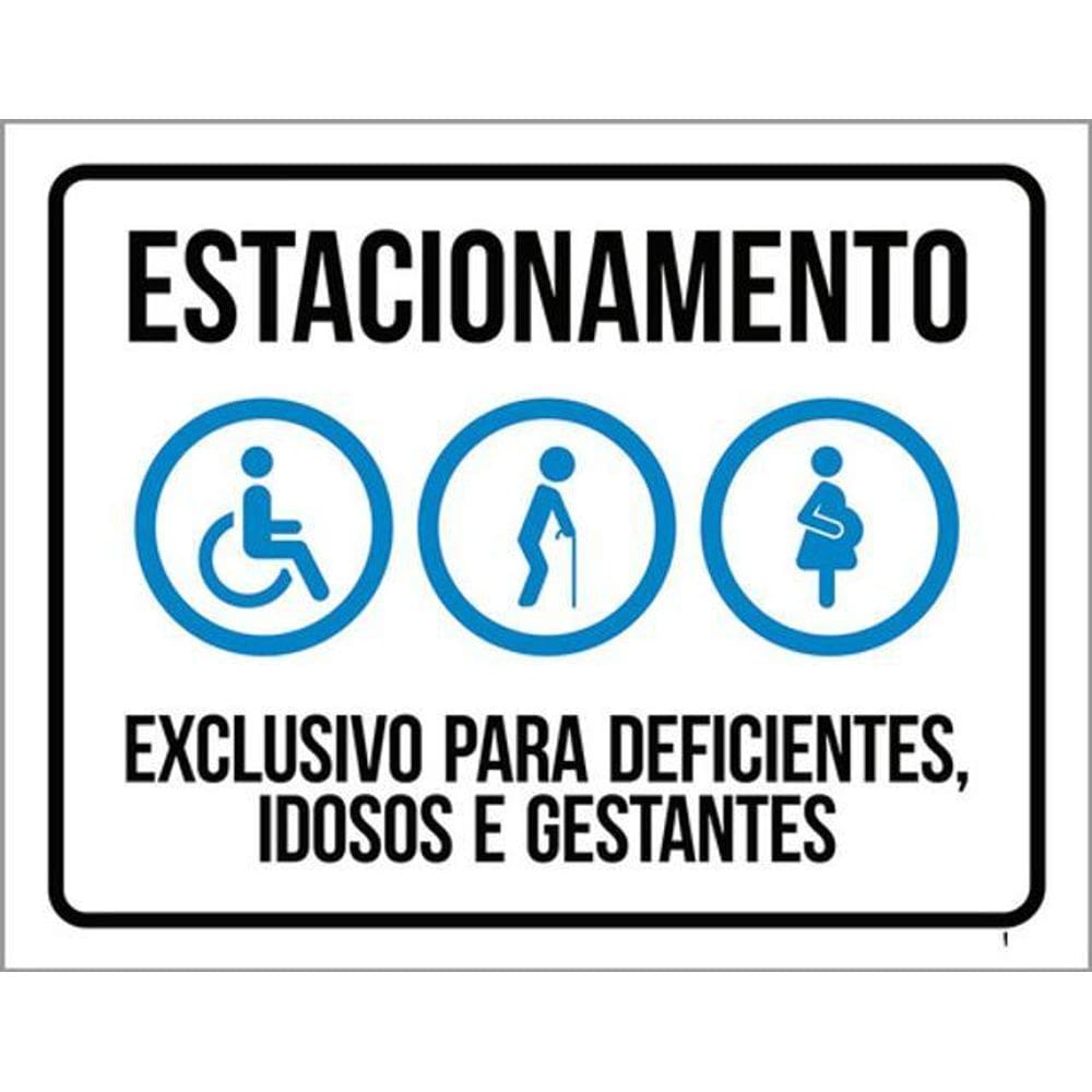 Kit 3 Placas Estacionamento Exclusivo Deficientes Idosos