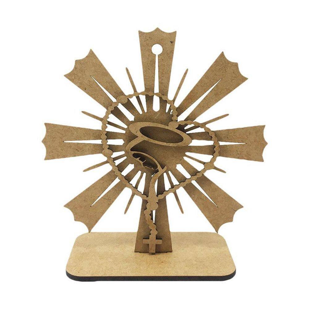 Aplique Laser Mdf - Esplendor E Terço Com Base - 15 Cm
