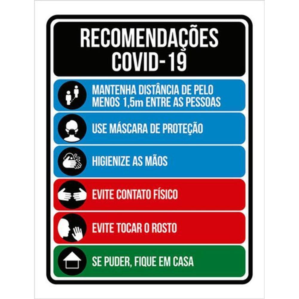 Kit 3 Placas - Use Máscara, Lave As Mãos Recomendações