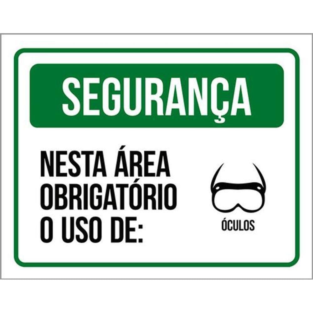 Kit 3 Placas Segurança Área Obrigatório Uso De Óculos