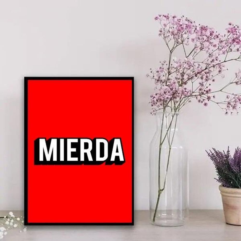 Quadro Humor Mierda 45x34cm - Moldura Branca