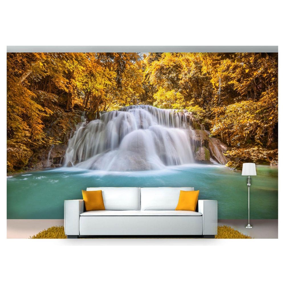 Papel De Parede Cachoeira Natureza Outono 3D 6M² Nch144