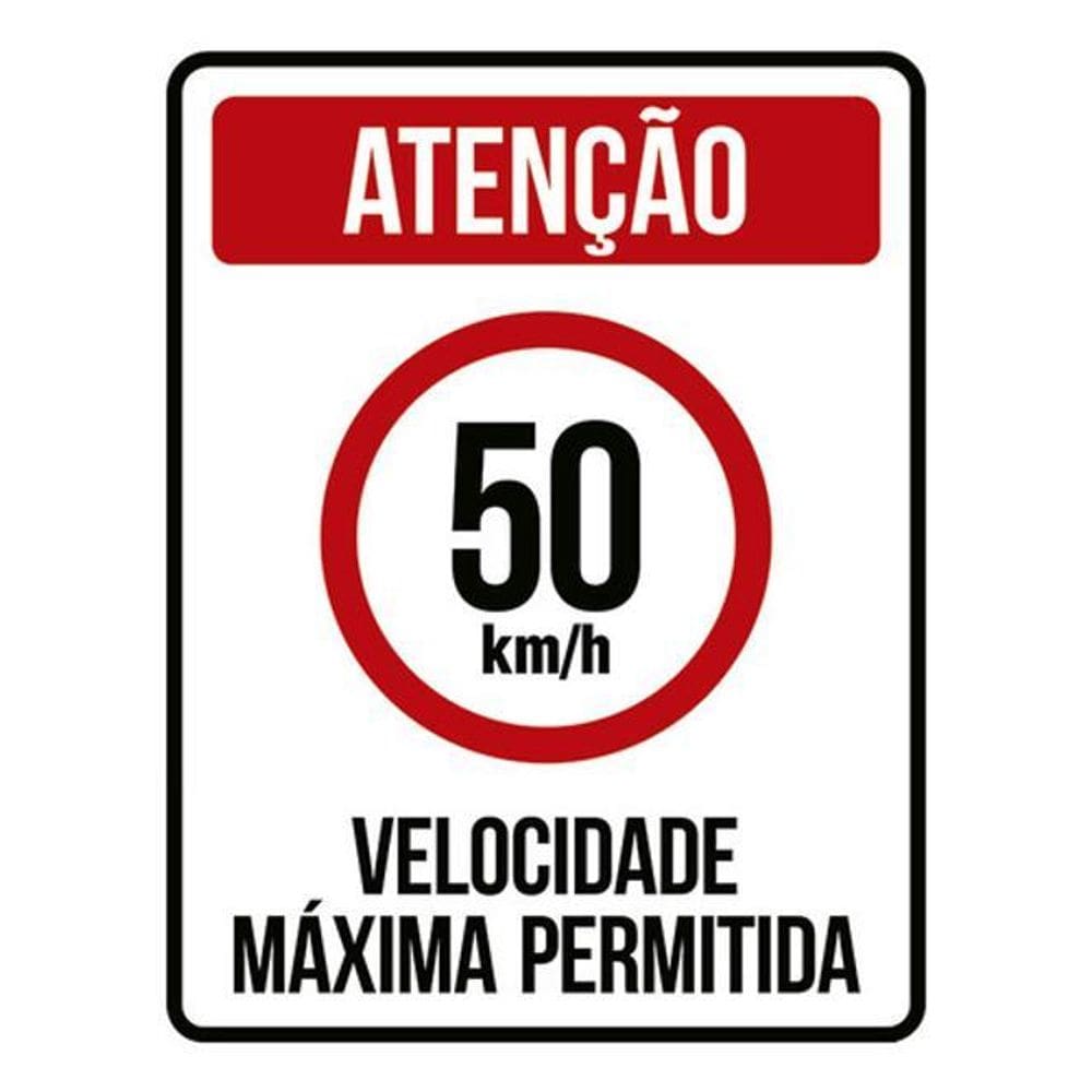 Kit 3 Placas Sinalização - Velocidade Máxima 50Km Máximo