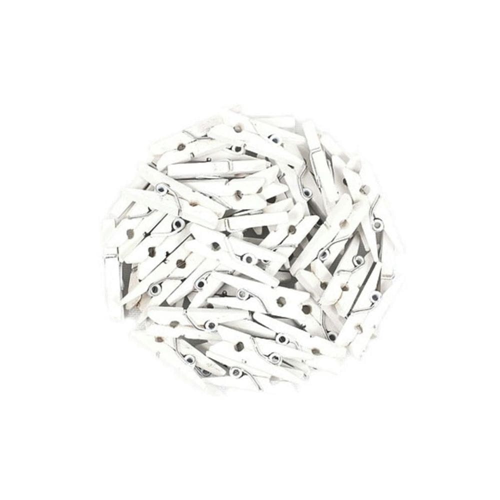 Kit Mini Prendedor Pregador Em Madeira 2,5 Cm Branco 100 Un