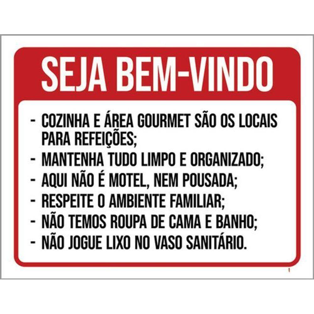 Kit 3 Placas Bem Bindo Regras Do Airbnb Cozinha Gourmet