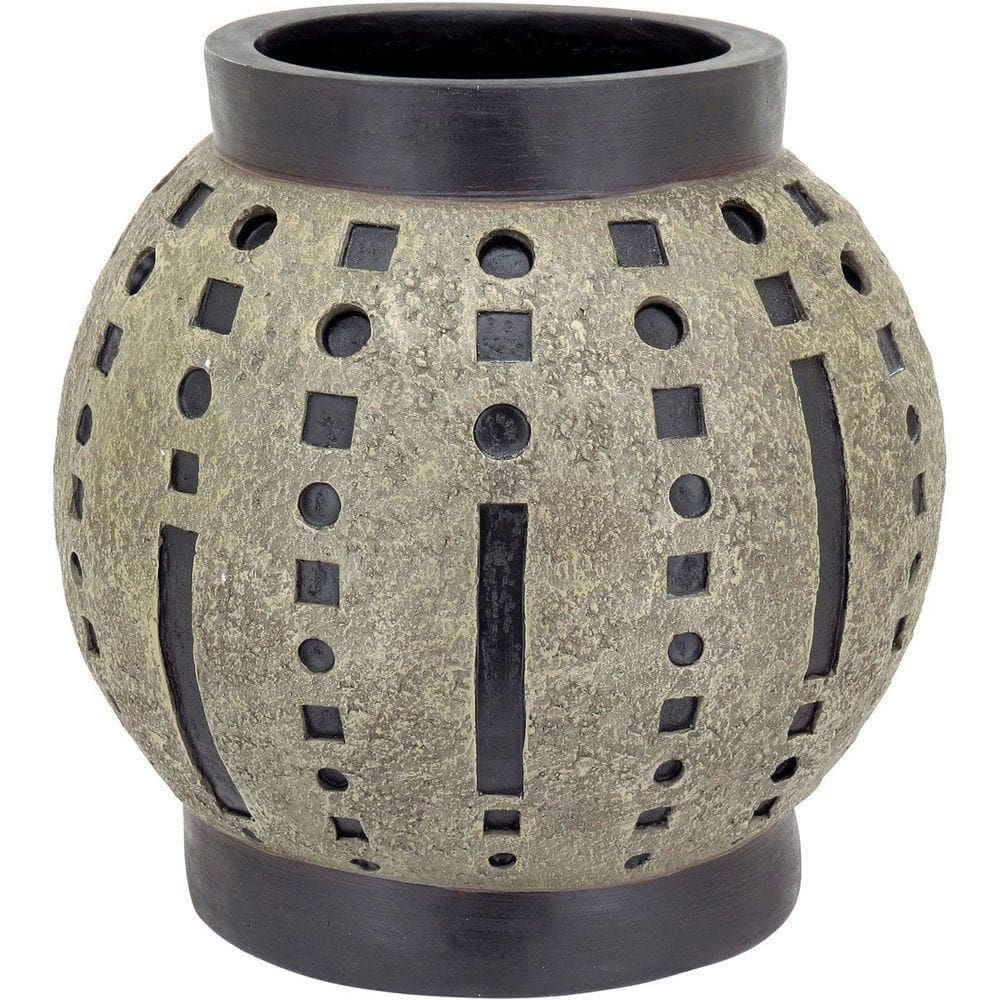 Vaso Decorativo Enfeite Casa Resina 38x36x36cm Cinza